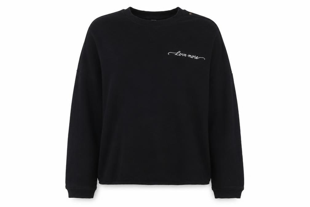 Front view of Diesel unisex black cotton pullover sweatshirt - small