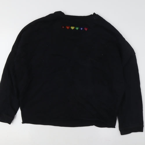 Diesel Unisex Black Cotton Pullover Sweatshirt - Small