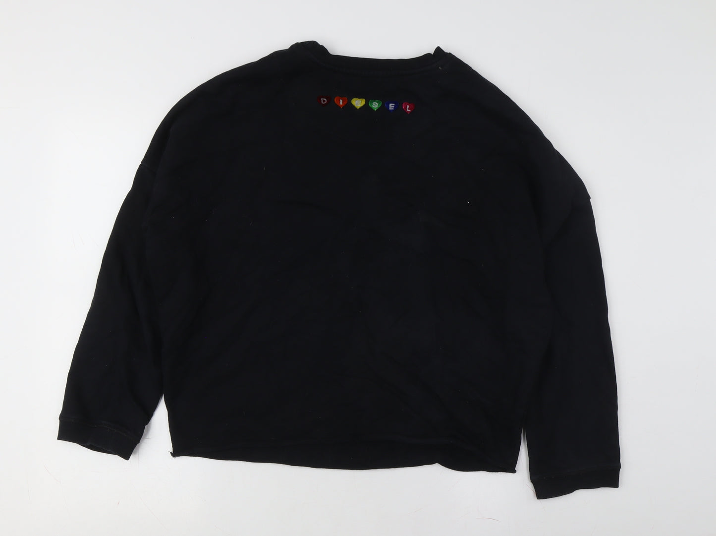 Diesel Unisex Black Cotton Pullover Sweatshirt - Small