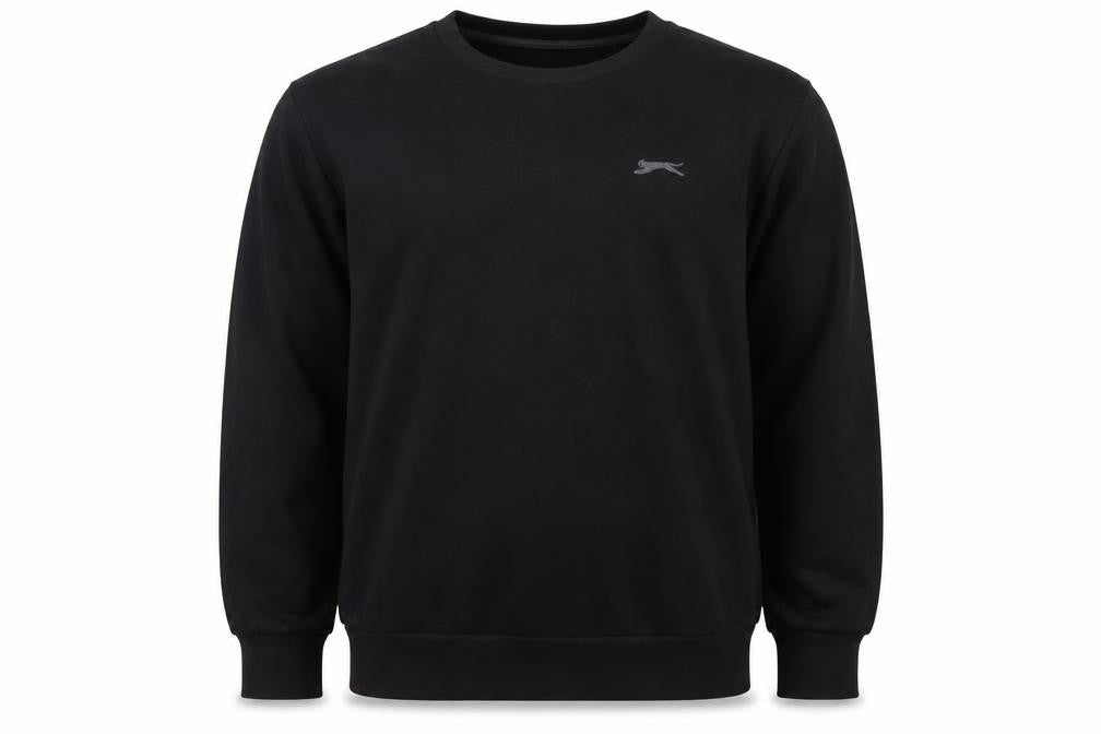 Front view of Slazenger Black Men's Pullover Sweatshirt L Lightweight