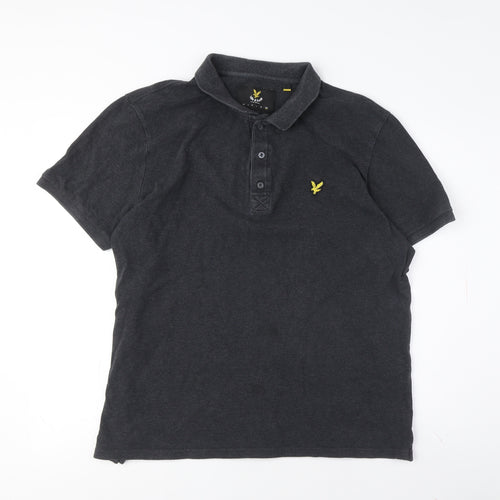 Lyle & Scott Men's Black Collared Polo Shirt M Solid Casual