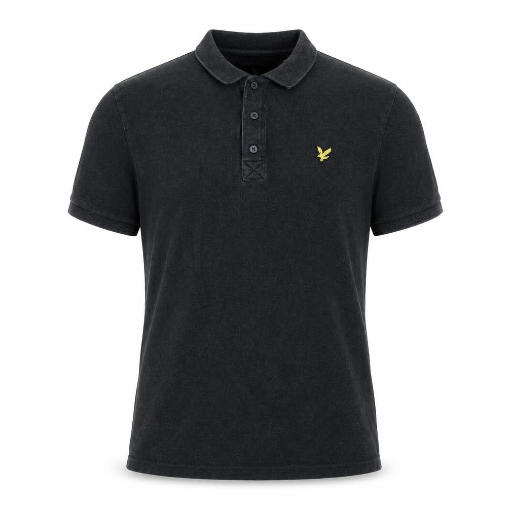 Front view of Lyle & Scott Men's Black Collared Polo Shirt M Solid Casual
