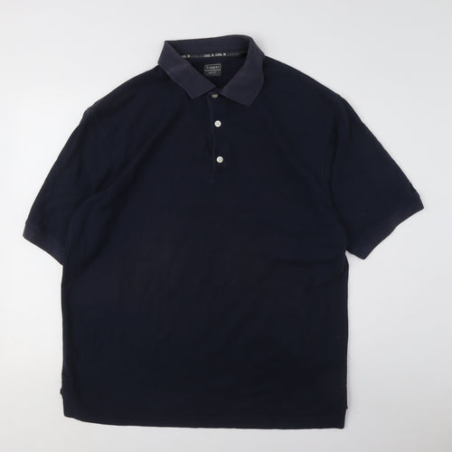 Hagger Men's Blue Polo Shirt, Size L, Short Sleeves