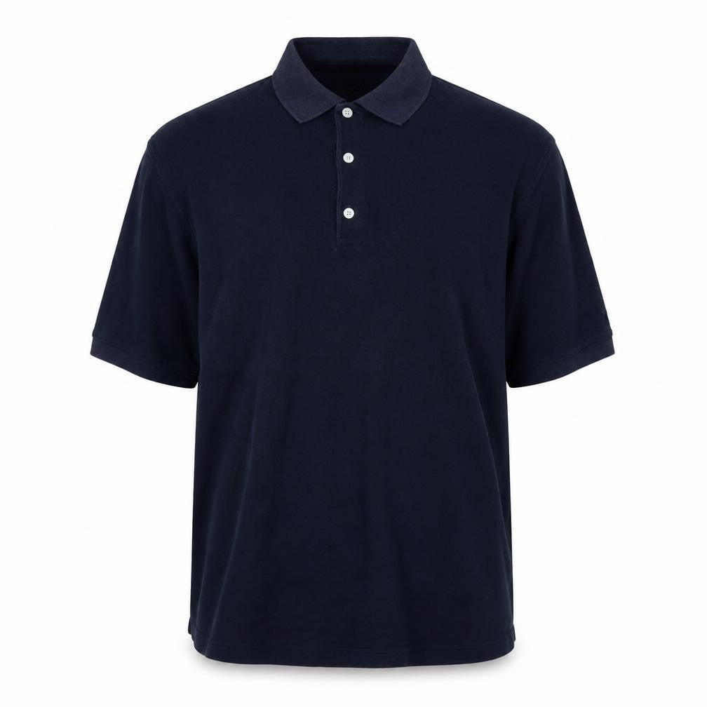 Front view of Hagger Men's Blue Polo Shirt, size L, Short Sleeves