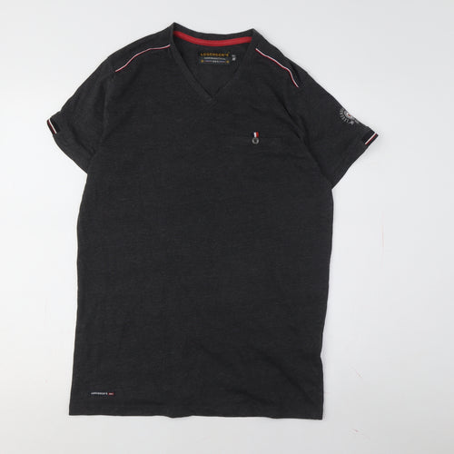Legend's Men Black V-Neck Contrast Trim T-Shirt M