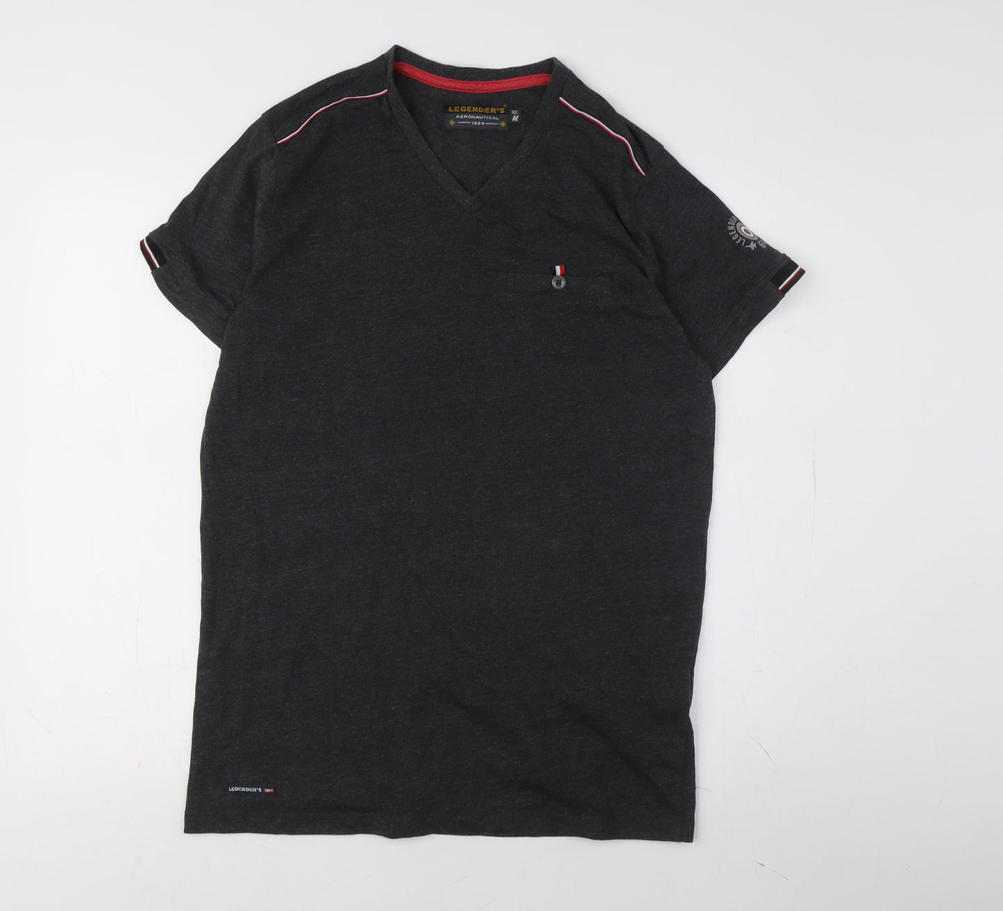 Legend's Men Black V-Neck Contrast Trim T-Shirt M