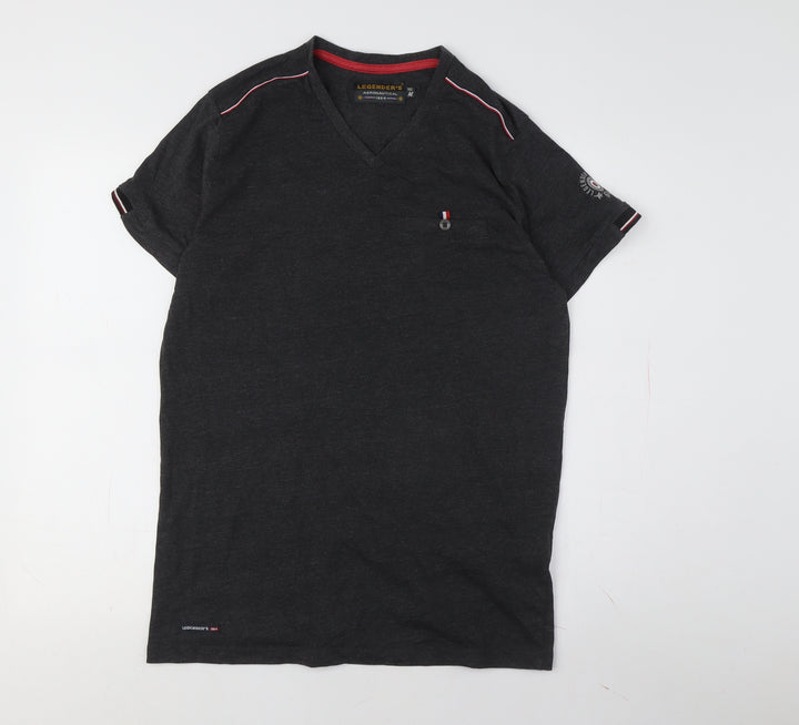 Legend's Men Black V-Neck Contrast Trim T-Shirt M