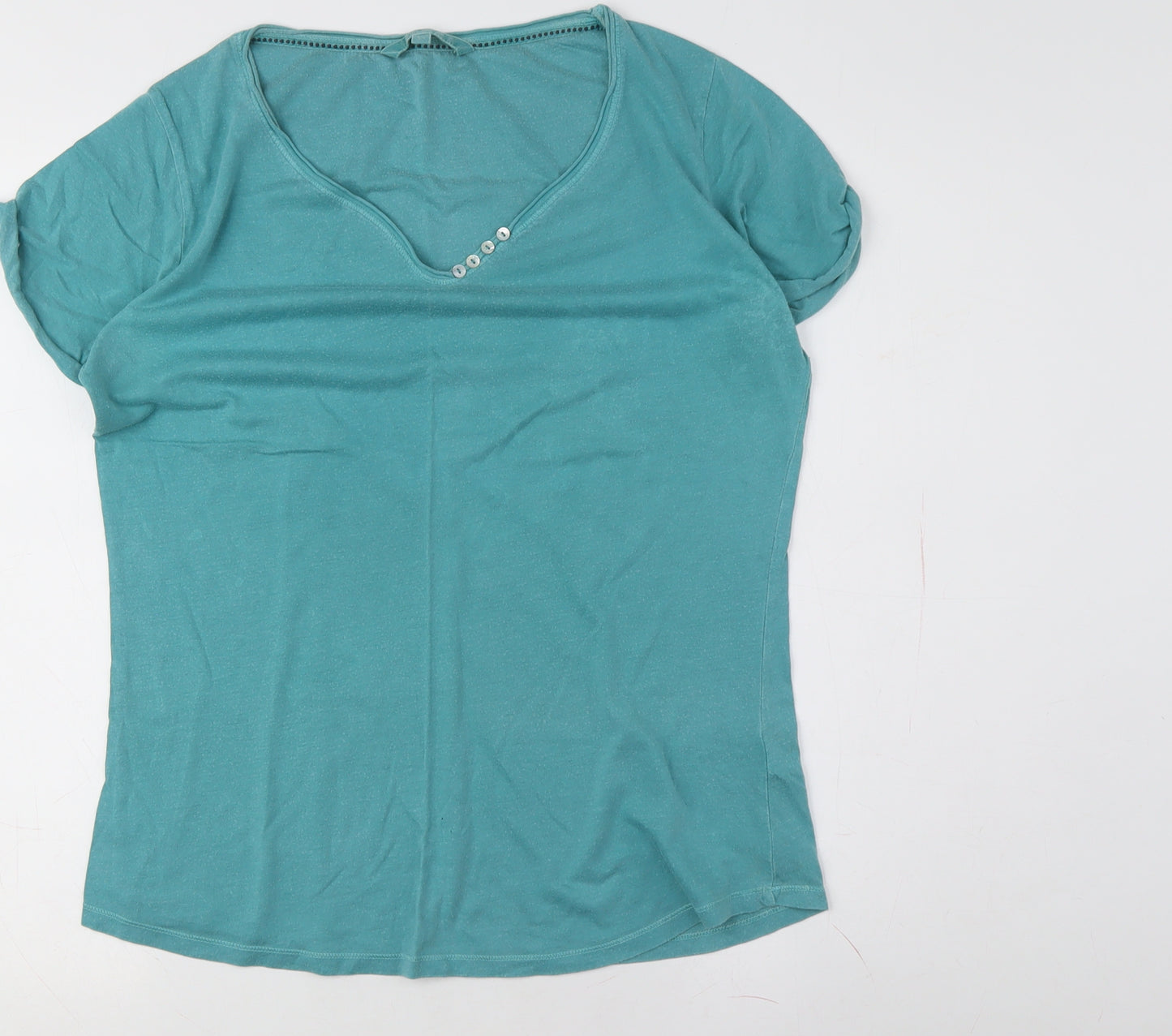 Fat Face Women's Blue V-Neck T-Shirt Size 14