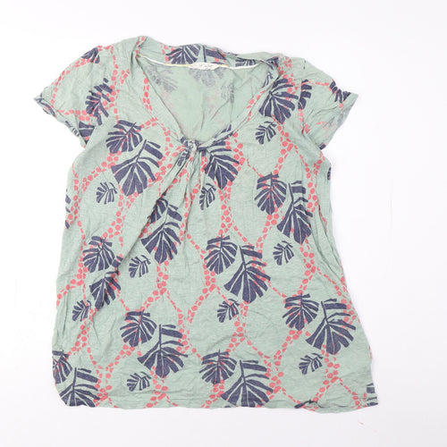 White Stuff Women's Green Floral T-Shirt UK 12