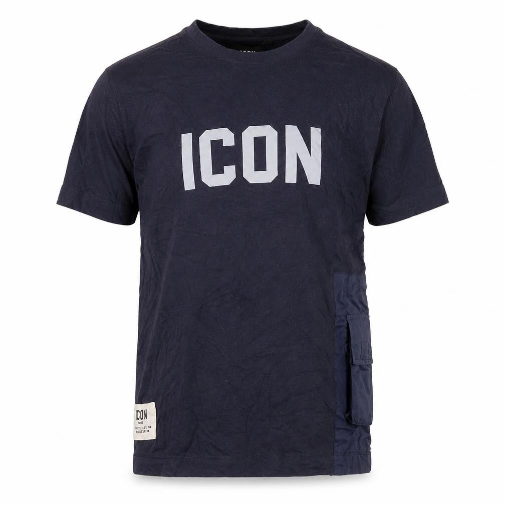 ICON Men's Blue Crew Neck Logo T-Shirt Short Sleeve S