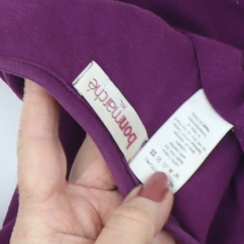 Bonmarche Women's Purple Cotton T-Shirt, XL, Embroidered