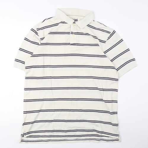 Basic Editions Men's Beige Striped Polo M