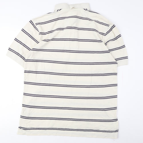 Basic Editions Men's Beige Striped Polo M