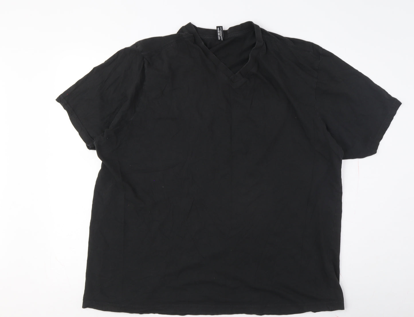DonnaY Men's 3XL Black V-Neck T-Shirt, Short Sleeve