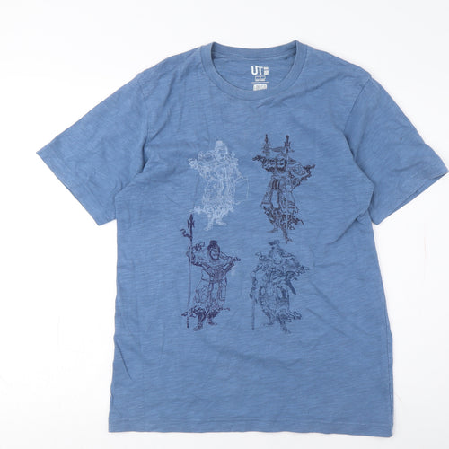 Uniqlo Blue Unisex T-Shirt S, Casual Crew Neck