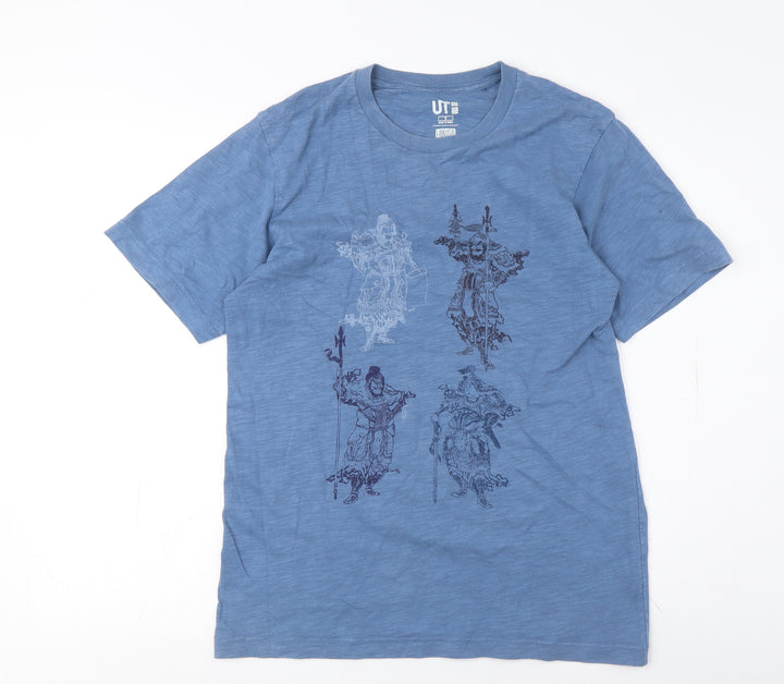 Uniqlo Blue Unisex T-Shirt S, Casual Crew Neck