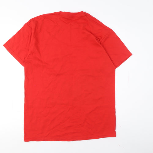 Gildan Men's Red Sports T-Shirt M, Graphic Print, Cotton