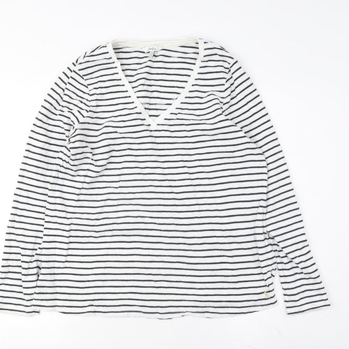 Palua Women's White Striped Long Sleeve T-Shirt Size M