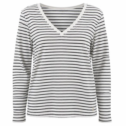 Palua Women's White Striped Long Sleeve T-Shirt Size M