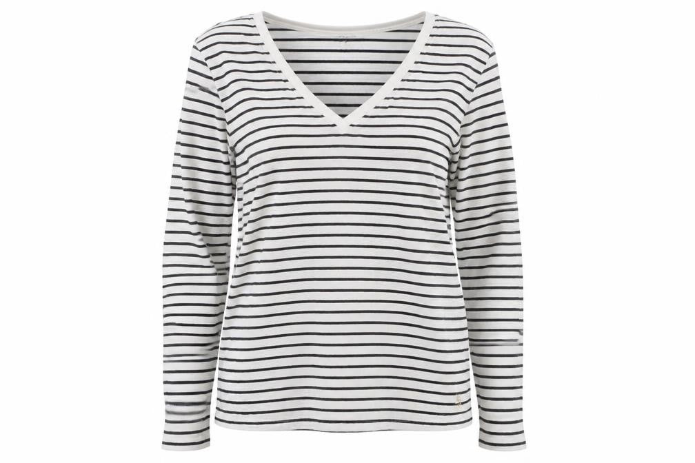 Palua Women's White Striped Long Sleeve T-Shirt Size M
