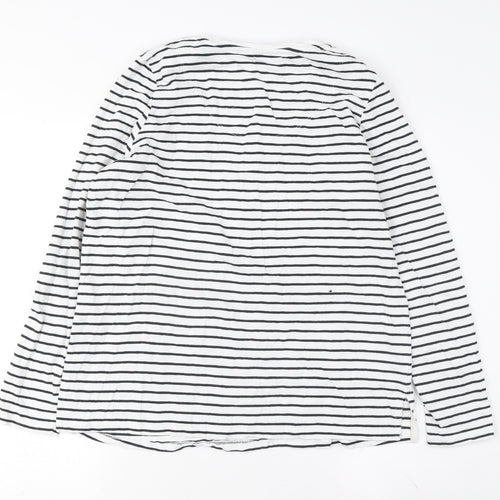 Palua Women's White Striped Long Sleeve T-Shirt Size M