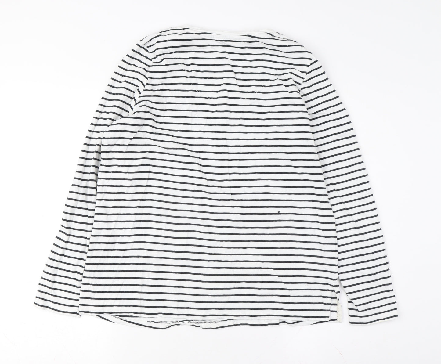 Palua Women's White Striped Long Sleeve T-Shirt Size M