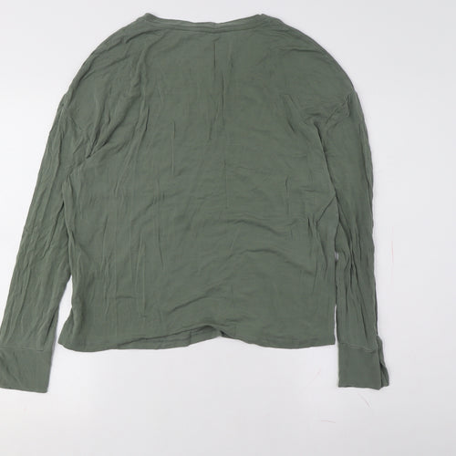 Hush Women’s Green Long Sleeve V-Neck T-Shirt, XS