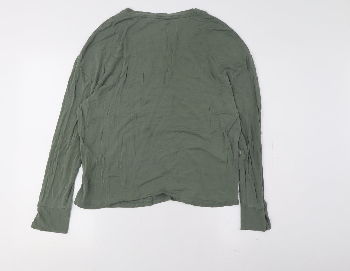 Hush Women’s Green Long Sleeve V-Neck T-Shirt, XS