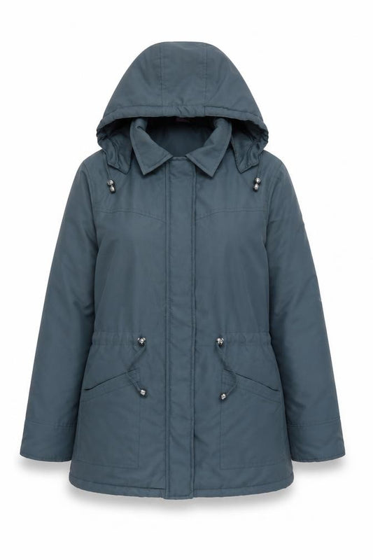 Front view of Amalina Women's Blue Hooded Parka Jacket, size 12