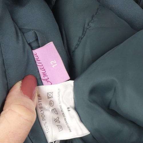 Amalina Women's Blue Hooded Parka Jacket Size 12