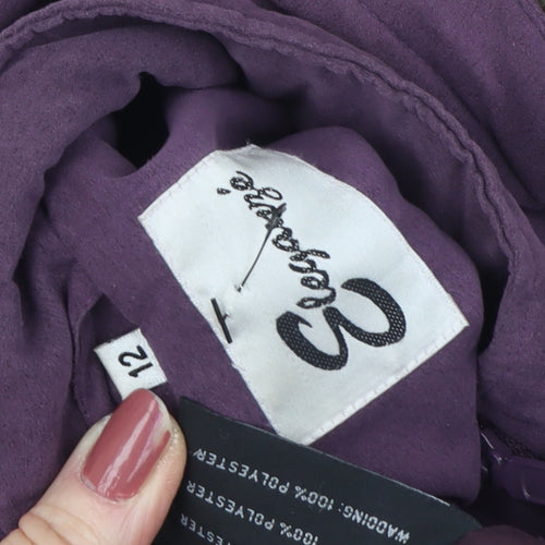 Elegante Women's Purple Hooded Jacket, Size 12, Mid-Length