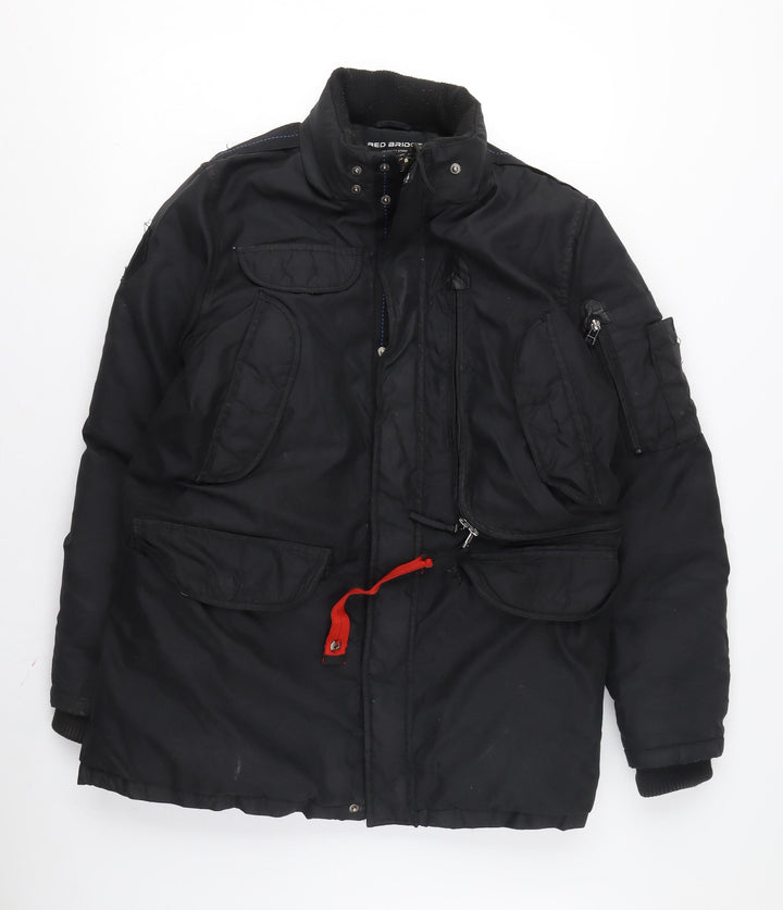 Red Bridge Men's Black Parka Jacket, Size S, Casual Winter Coat