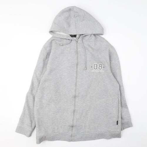 Active VIII Grey Full Zip Hoodie Unisex Size 16