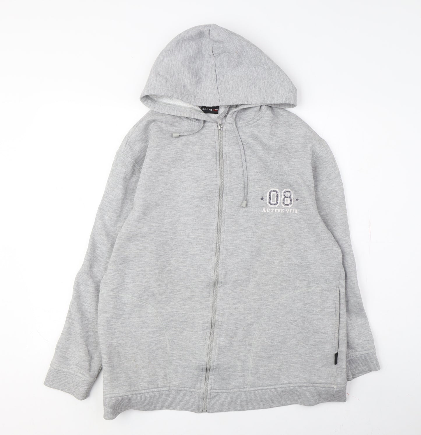 Active VIII Grey Full Zip Hoodie Unisex Size 16