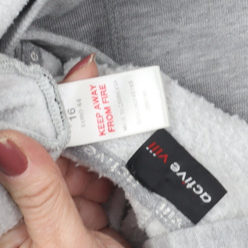 Active VIII Grey Full Zip Hoodie Unisex Size 16