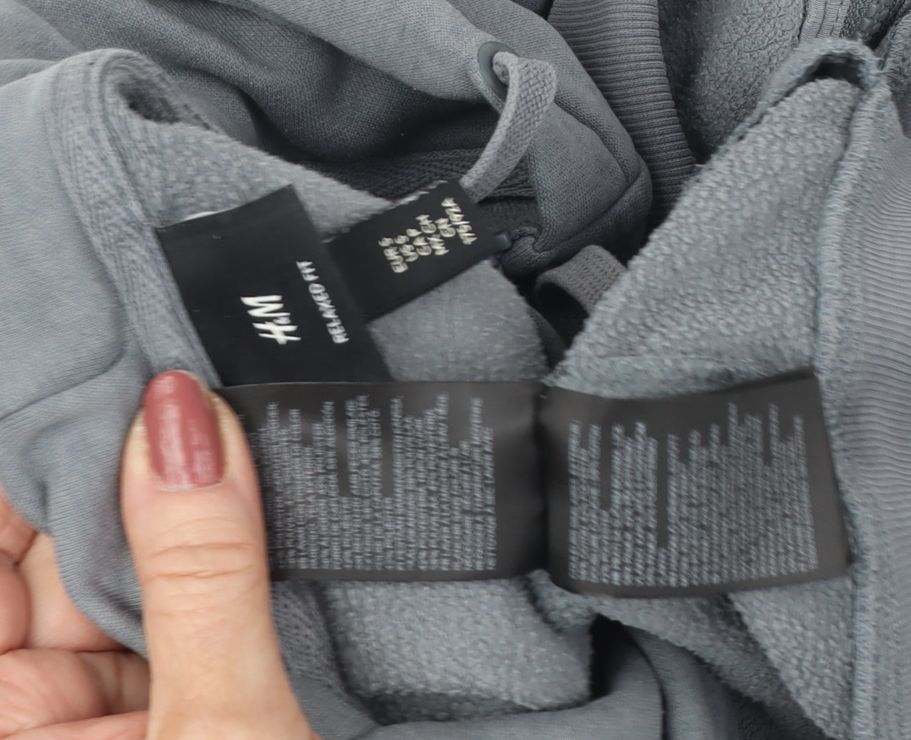 H&M Men's Grey Full Zip Hoodie Medium