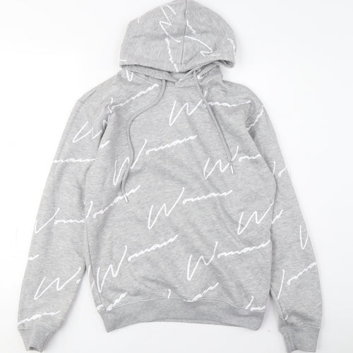Boohoo Women's Grey Hoodie UK 6 Casual Graphic Print