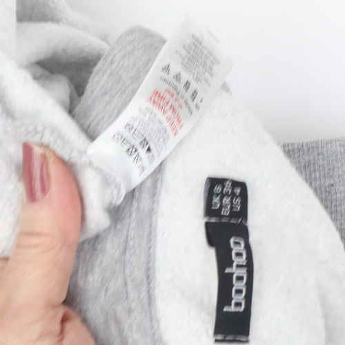 Boohoo Women's Grey Hoodie UK 6 Casual Graphic Print