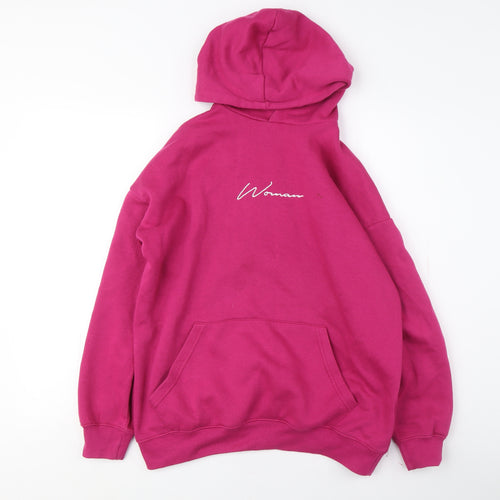 Boohoo Women's Pink Pullover Hoodie, XS, Logo Accent