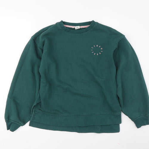 H&M Boys Green Graphic Print Pullover Sweatshirt