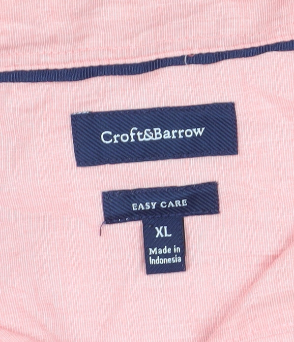 Croft & Barrow Men's Pink XL Casual Short Sleeve Shirt