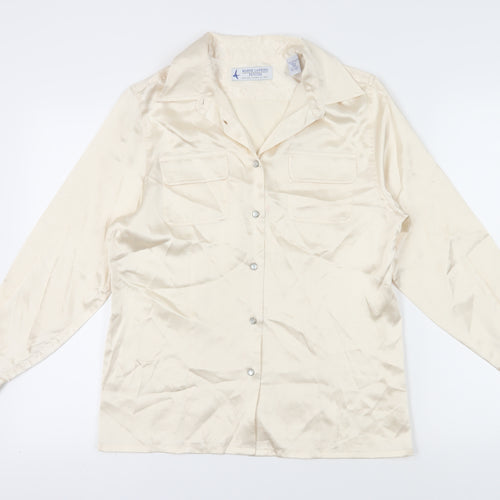 Marsh Landing Beige Women's Blouse Petite Size Collared Casual