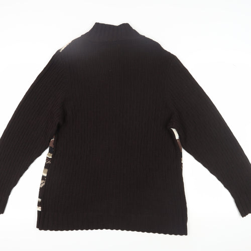 Parkhurst Women's Brown Animal Print Full Zip Jumper L