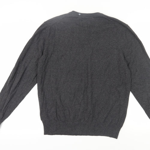 St John's Bay Men's Grey Pullover Jumper, V-Neck, M