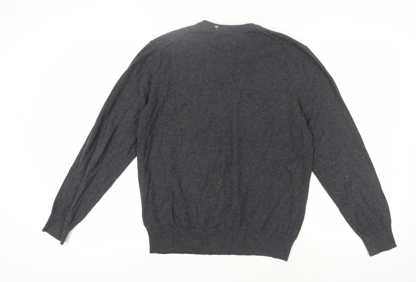 St John's Bay Men's Grey Pullover Jumper, V-Neck, M