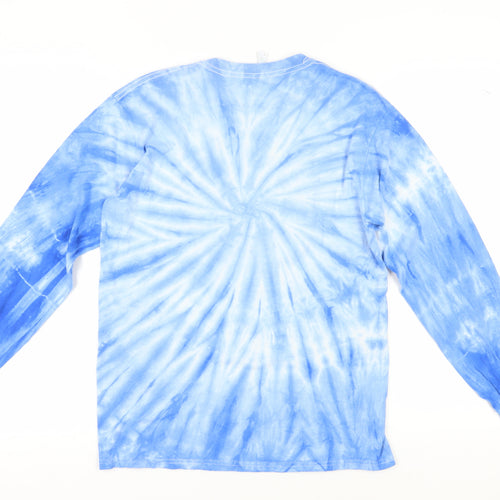 Gildan Men's Blue Sports Graphic Long Sleeve T-Shirt M
