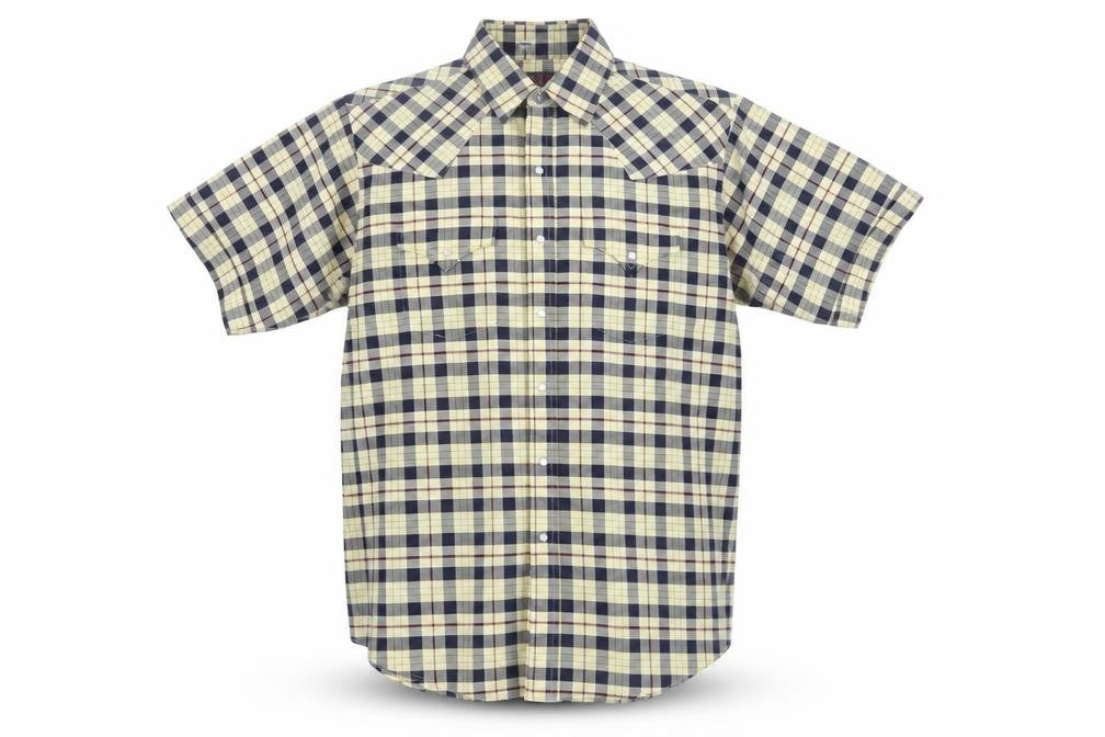 Plains Western Wear Men's Beige Checkered Shirt L