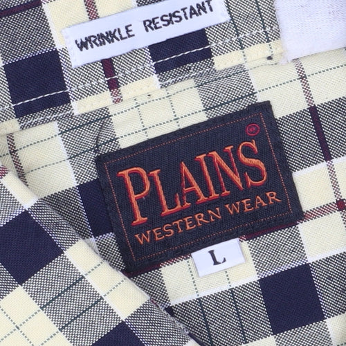 Plains Western Wear Men's Beige Checkered Shirt L