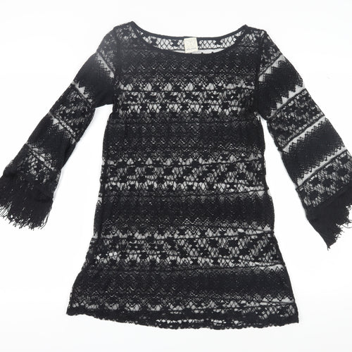 Ella Moss Women's Black Shift Dress S 3/4 Sleeve
