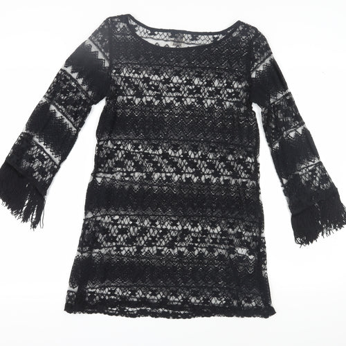 Ella Moss Women's Black Shift Dress S 3/4 Sleeve